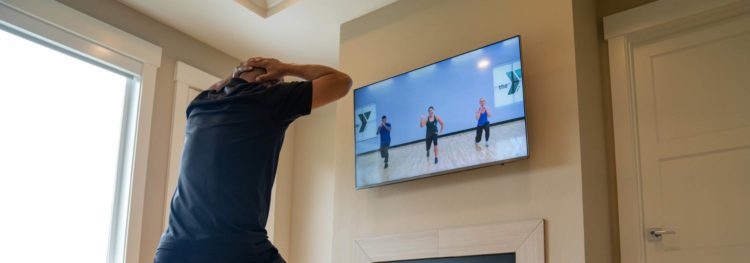 Virtual Y, Man Exercising at Home, YMCA of Greater Nashua