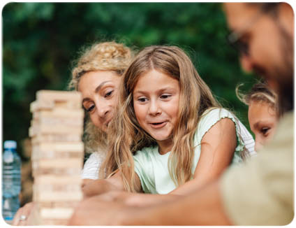 Family playing a game