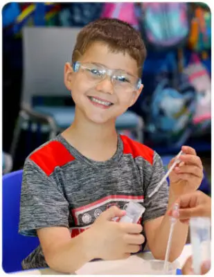 Boy doing a STEM project