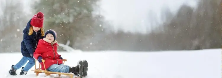 Kids playing in snow